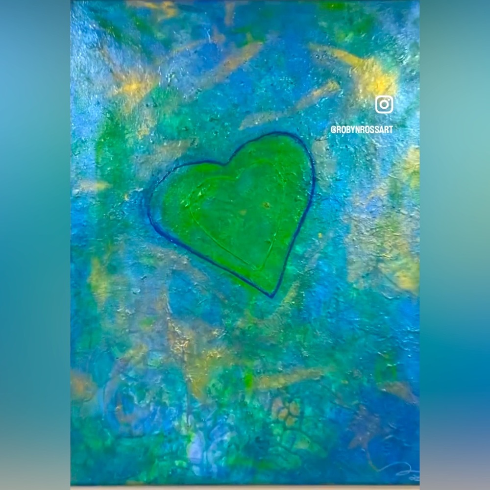 Original artwork by RobynRossArt “My heart glows in the sea” 18“ x 24“
